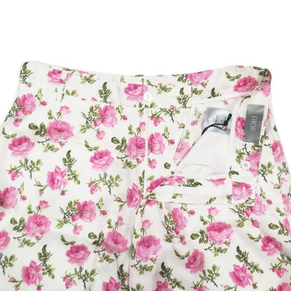 Unused 22aw DIOR Short Half Pants Floral Rose Semi Wide Silk Pants 293c170b5680