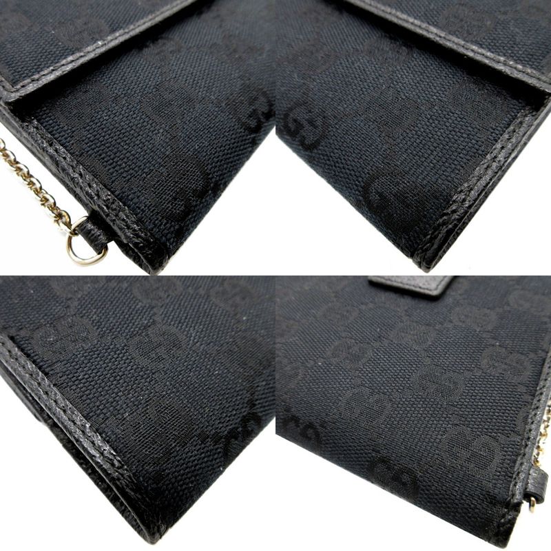 Gucci 154182 GG Canvas Leather Black W Hook Wallet 0111 Gucci