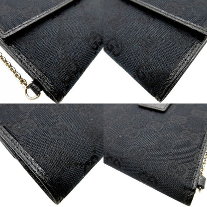 Gucci 154182 GG Canvas Leather Black W Hook Wallet 0111 Gucci