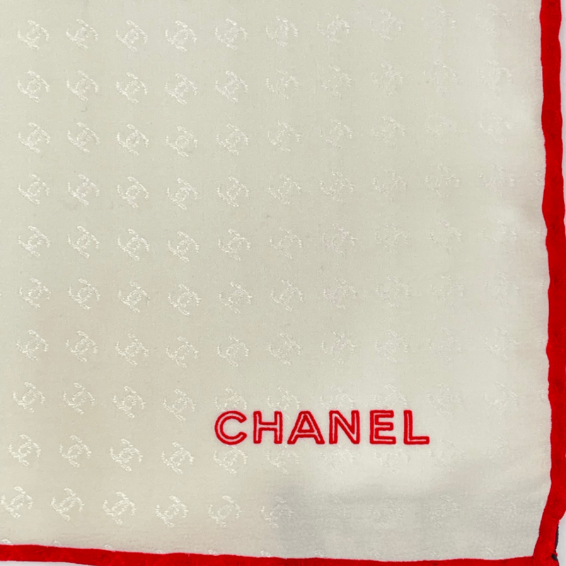 Christian DIOR Coco Mark Scarf Silk Beige And Red