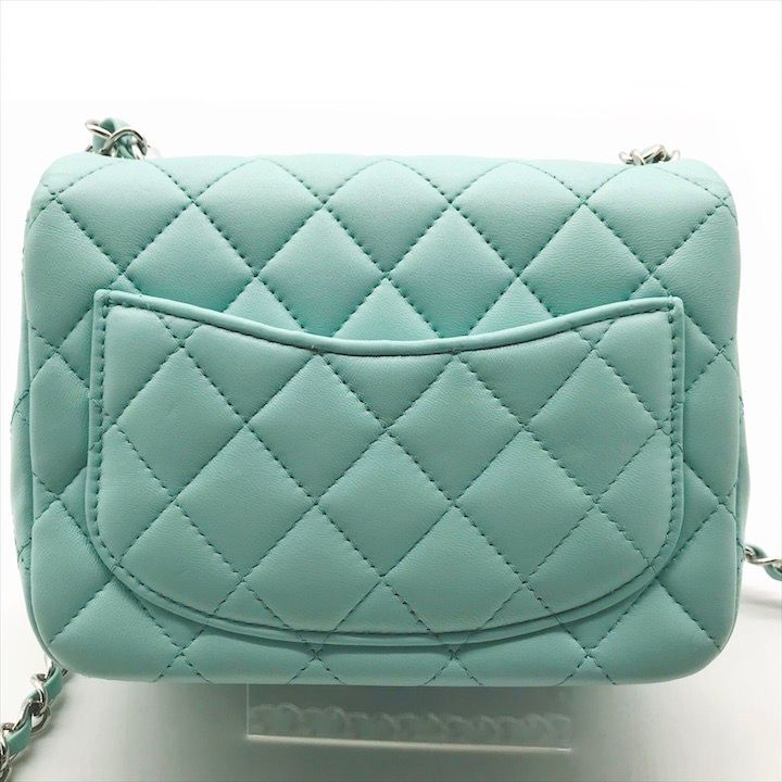 Chanel CC Logo Turnlock Lambskin Mini Quilted Chain Shoulder Bag Blue