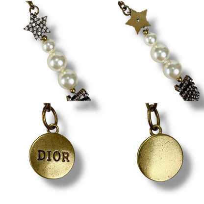 Christian DIOR Bracelet Gold Hardware Pearl Star Rhinestone Vintage Work