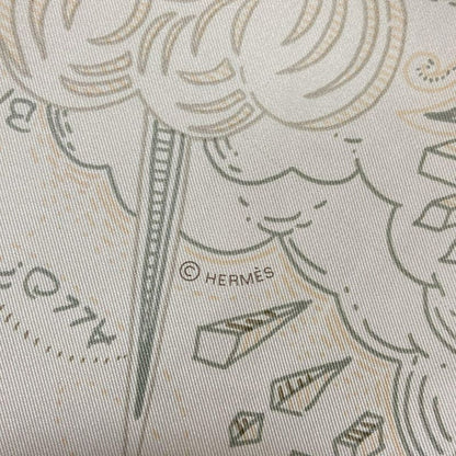 Hermes Scarf Carré 90 White X Rose Nacre X Vert De Gris Please HOLD THE