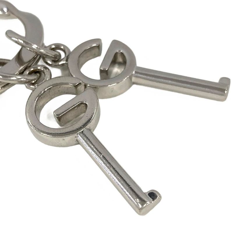 Gucci Key Ring GG Metal Silver Keychain Key Chain Unisex
