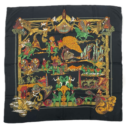 Hermes Carre 90 Au FIL De La SOIE Silk Scarf With Box