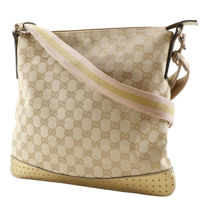 Gucci 145857 GG Canvas Beige Women Shoulder Bag