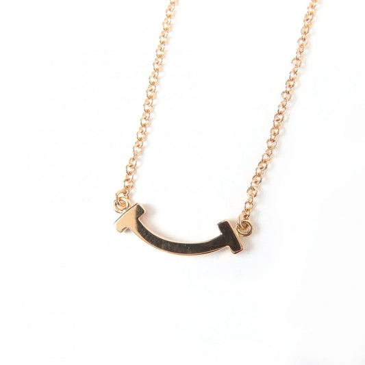 Tiffany & Co Cut Smile Pendant Mini 18k Necklace Rose Gold Box with Case Weight