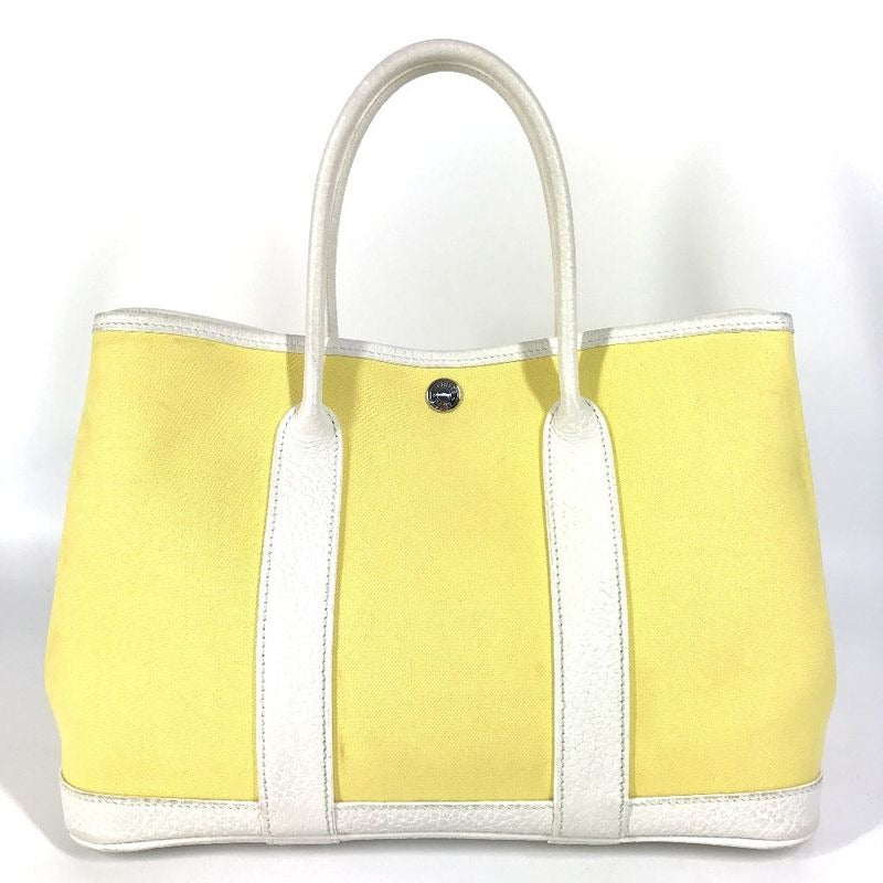 Hermes Handbag Garden Party TPM Toile Ash Yellow