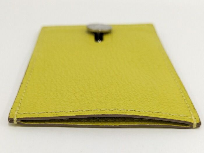 Hermes Diablo Card Case Chevre Leather Yellow Stamped Y
