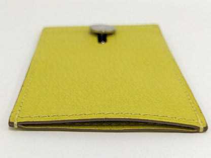 Hermes Diablo Card Case Chevre Leather Yellow Stamped Y
