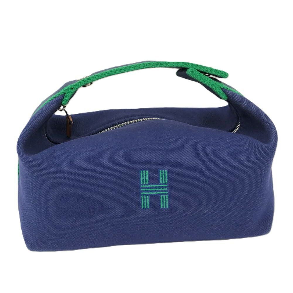 Hermes Brid-a-brac PM Handbag Pouch Canvas Marine Navy