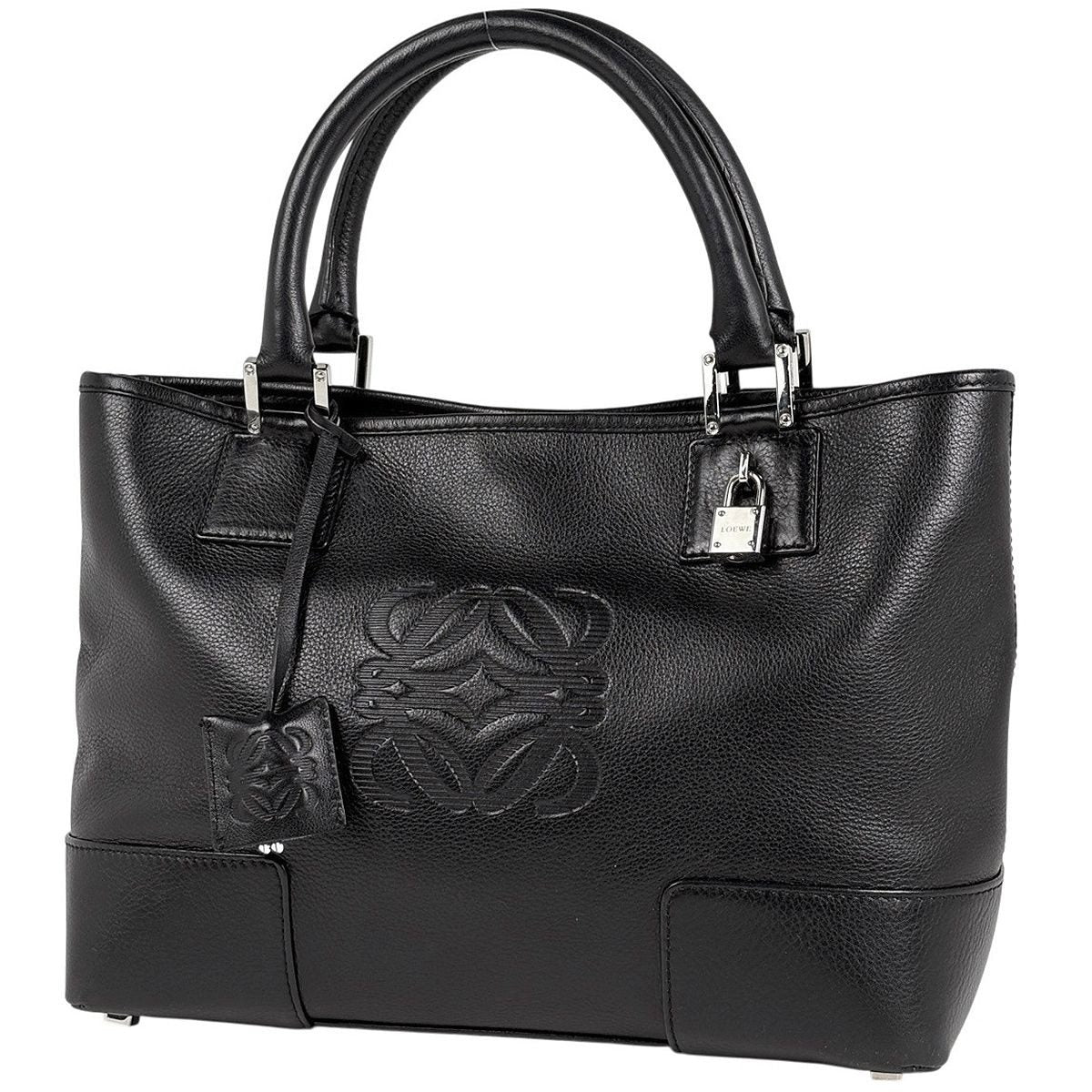 Loewe Amazona Justa Tote Anagram Handbag Leather Black