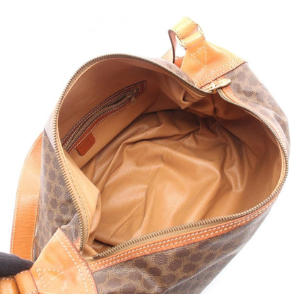 Celine Shoulder Bag Macadam Dark Brown Canvas Leather — view 3