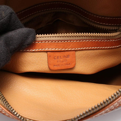 Celine Shoulder Bag Macadam Dark Brown Canvas Leather — view 4