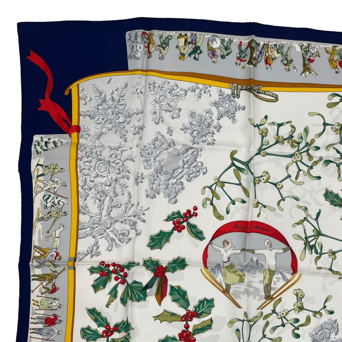 Hermes Scarf Silk Carre 90 Neige D'antan Last Year's Snow Navy — view 2