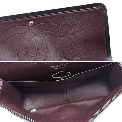 Chanel 2.55 Chain Shoulder Bag Black Calf Silver Hardware