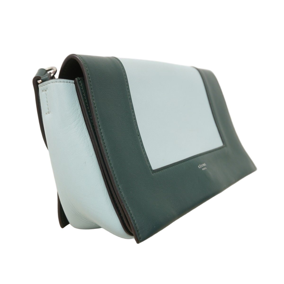 Celine Shoulder Bag Fullme Leather Green Light Blue Silver — view 2
