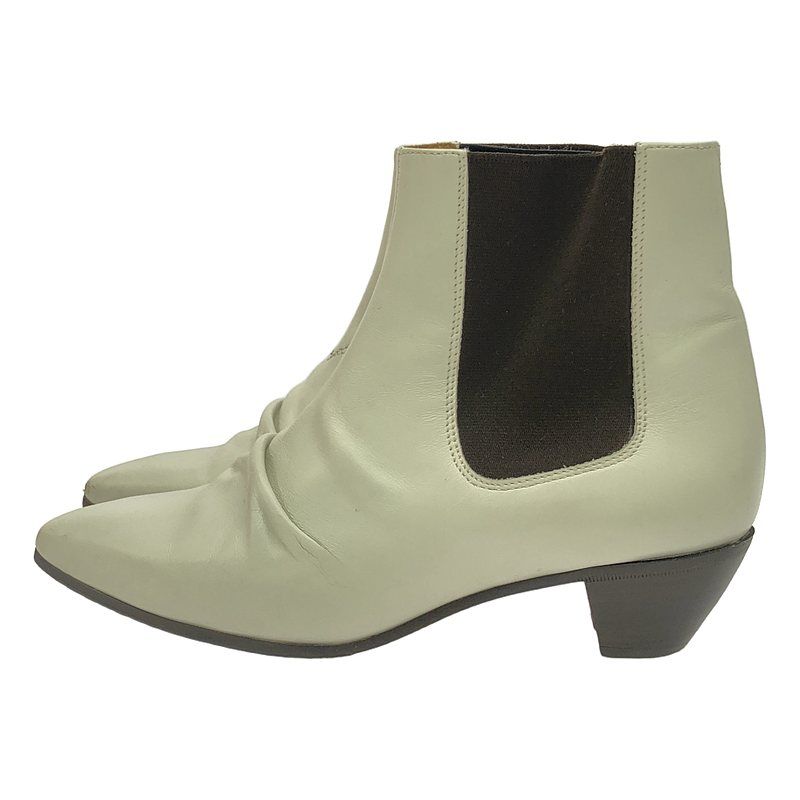 Celine - Phoebe Period Side Gore Leather Short Boots - 37 - White Dark Brown -