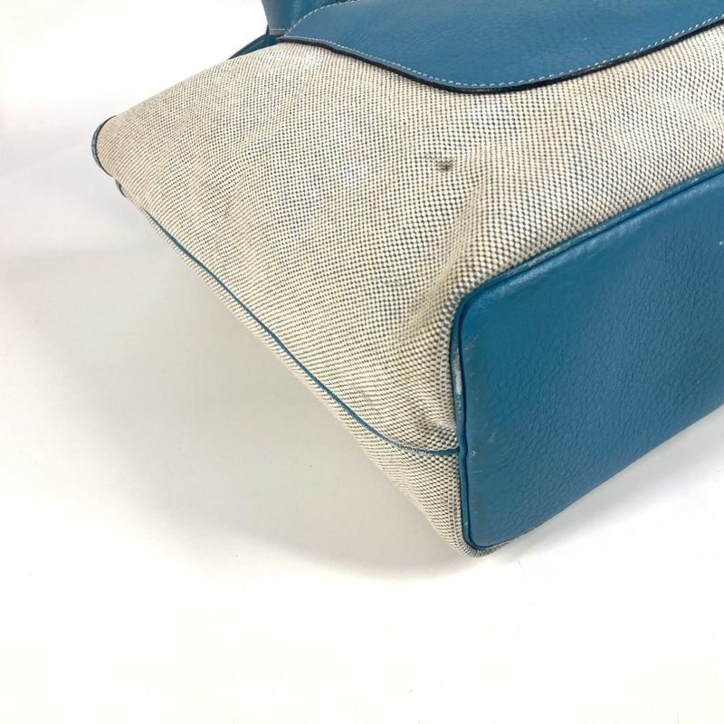 Hermes Shoulder Bag Jardinier PM Leather / Canvas Blue