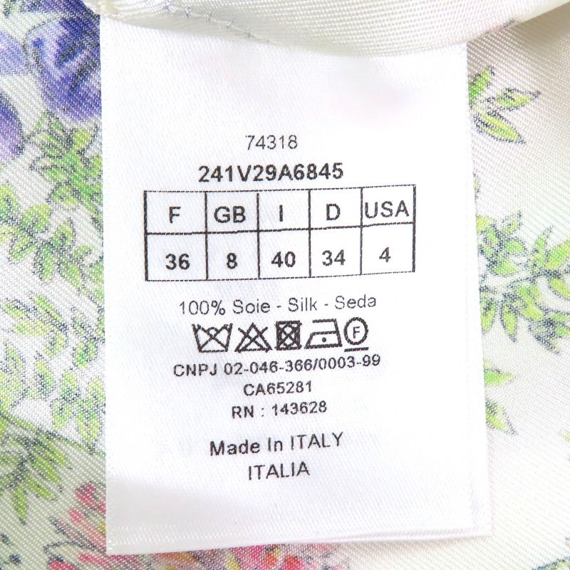 Christian DIOR 23AW 241v29a6845 100% Silk Floral Pattern Logo Button Short