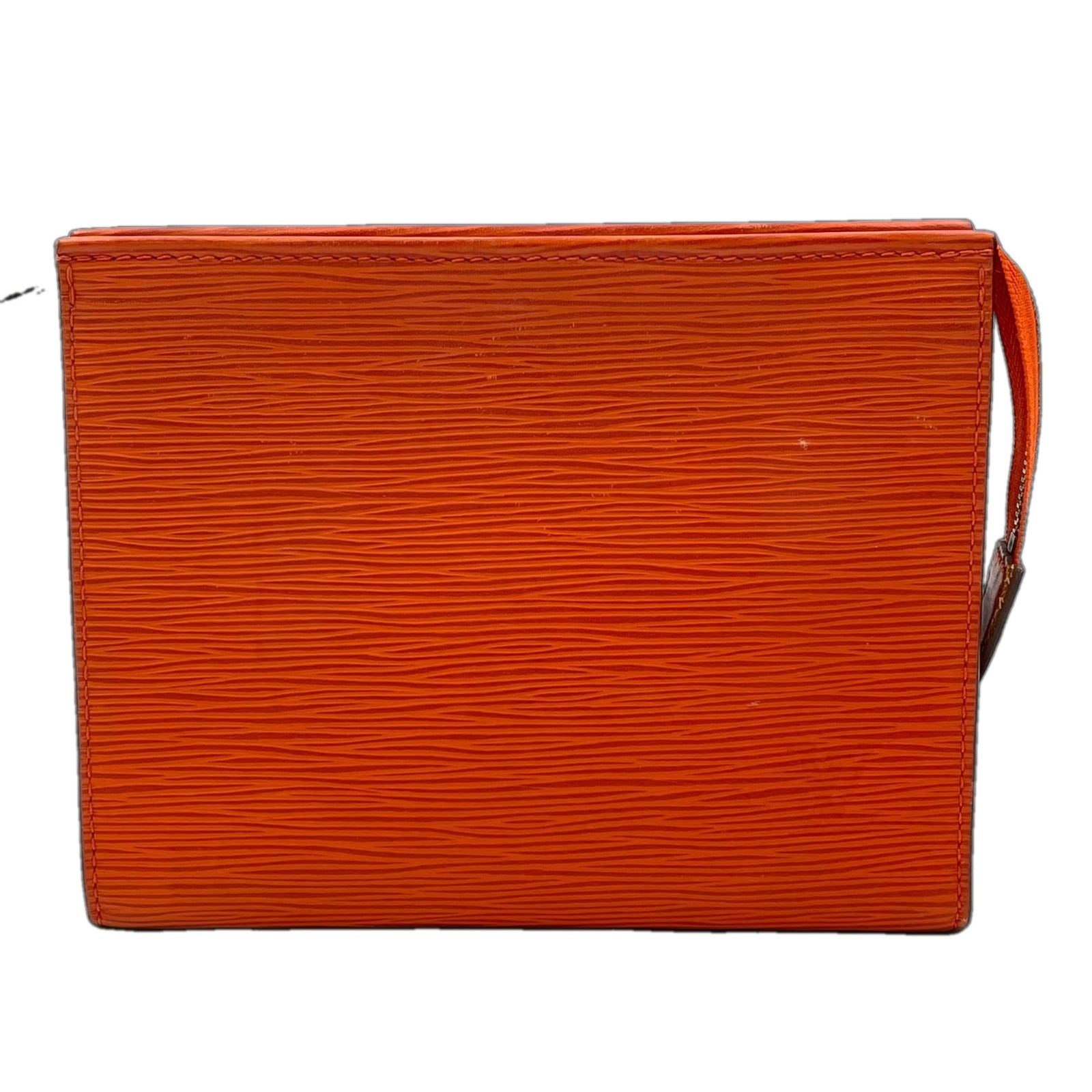 Louis Vuitton Poche Toilette Epi Leather Orange Pouch Silver
