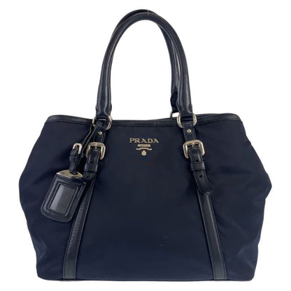 Prada Tessuto Navy Nylon Leather Tote