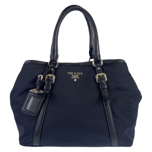 Prada Tessuto Navy Nylon Leather Tote