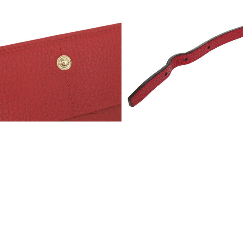 Gucci 368231 Leather Red Shoulder Wallet Shoulder Bag Long Wallet Red 0462 Gucci