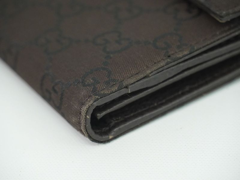 Authentic Gucci GG Nylon Long Wallet Long Wallet Brown 231835 Wallet Pre-owned