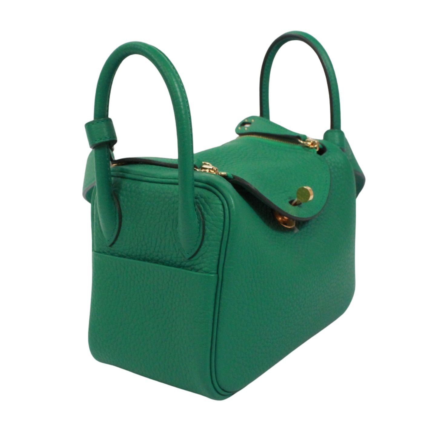 Hermes Mini Lindy 20 Taurillon Clemence Leather Green Shoulder Bag Gold — view 2