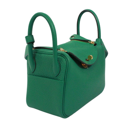Hermes Mini Lindy 20 Taurillon Clemence Leather Green Shoulder Bag Gold — view 2