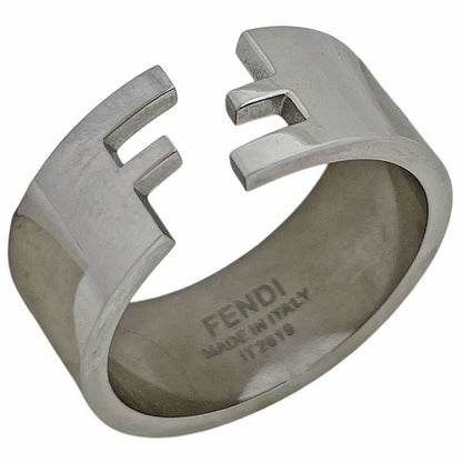 Fendi Ffring Zucca Logo Ring Metal Silver