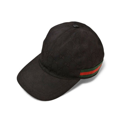 Gucci Baseball Cap Hat GG Black Red Green Kqwbg 1060 Size M 59 cm