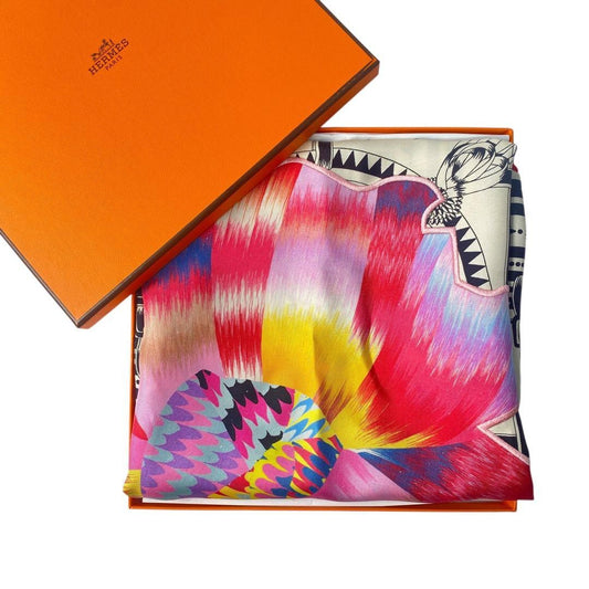 Hermes Carre 55 Horsewear Kyoto Marble Flower Silk