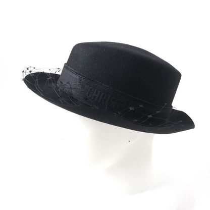 Christian DIOR 04dpn960g893 Logo Design With Tulle Lapin Felt Hat Black 57 Made