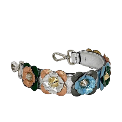 Fendi Handle Strap You Silver Multicolor Excellent Condition Leather