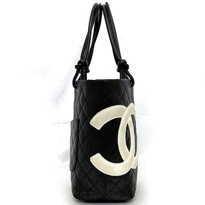 Chanel Tote Bag F21152 Black White Cambon
