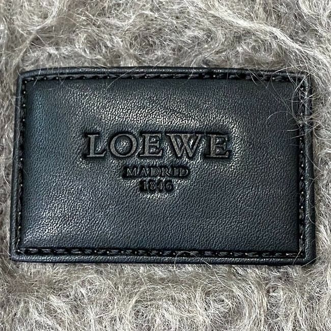 Loewe Scarf Gray Mohair Wool Leather