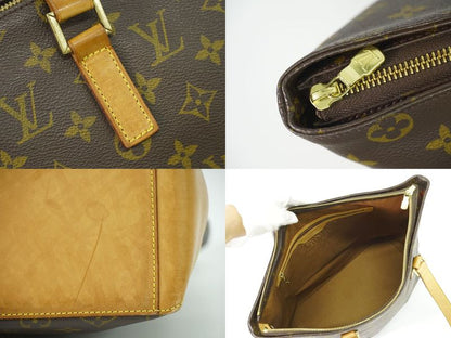 Authentic Louis Vuitton LV Cabas Mezzo Monogram Shoulder Bag Tote Bag Brown