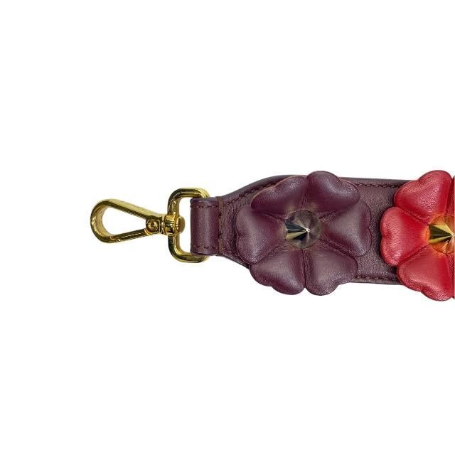 Fendi Strap You Shoulder Strap Small Flower Motif Studded Leather Purple