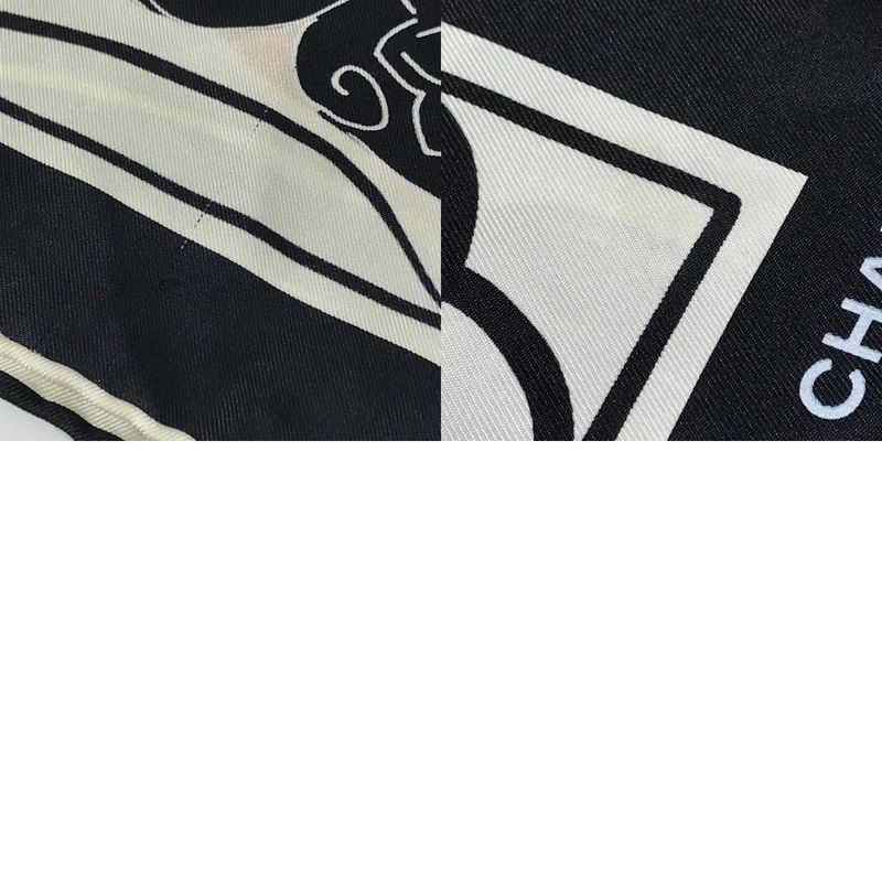 Chanel Scarf Logo Camellia Silk Black