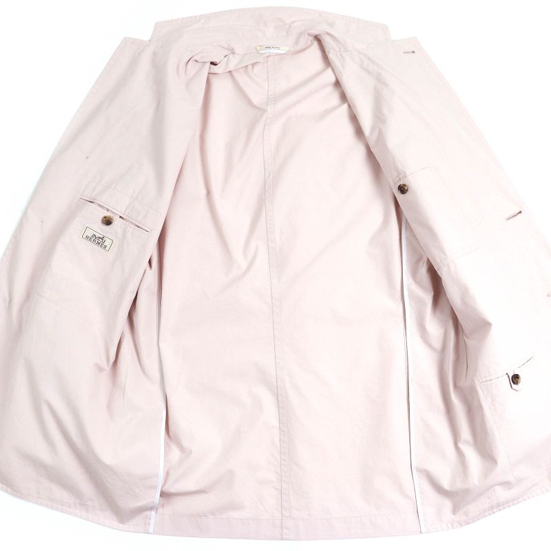 Hermes 23SS 100% Cotton Pocket Design Single Tailored Jacket Light Pink 48 Made