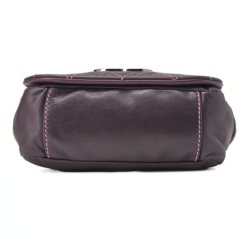 Chanel Shoulder Bag Matelasse Wild Stitch Decacoco Lambskin Purple Silver