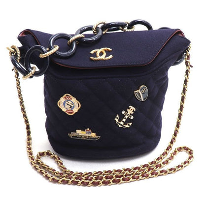 Chanel Paris Hamburg Chain Shoulder Bag Navy