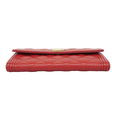 Chanel Wallet Caviar Leather Red Gold — view 2