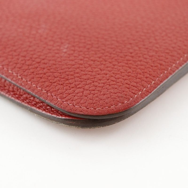 Hermes Dogon GM Taurillon Clemence Red □R Ladies Long Wallet