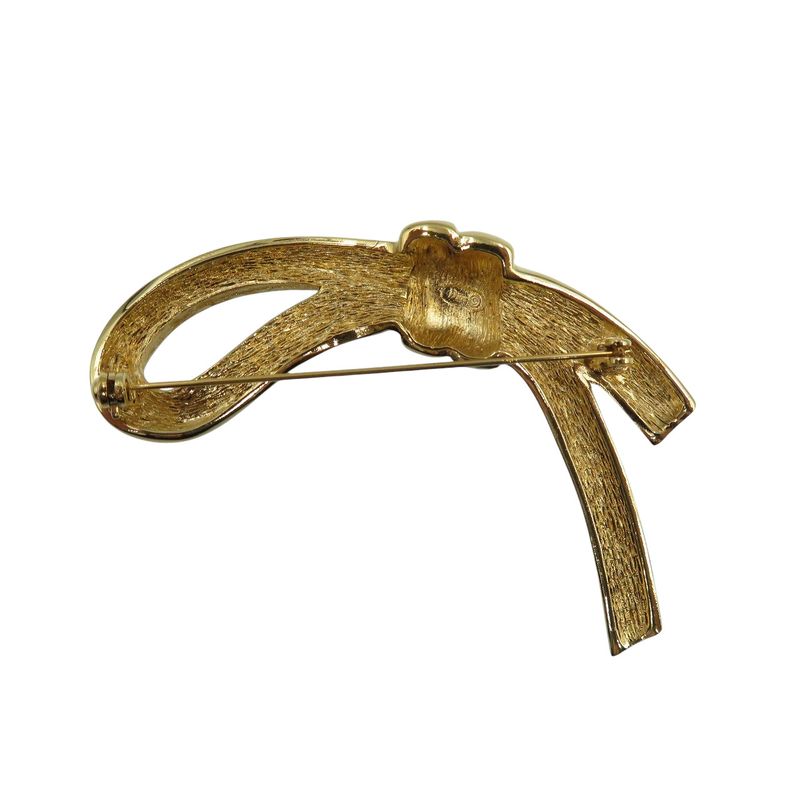 Christian Dior Vintage Ribbon Metal Gold Brooch 1123 Christian Dior