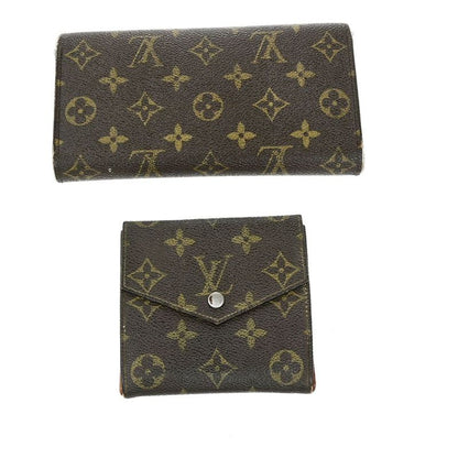 Louis Vuitton LV Logo 2-set Fold Wallet Monogram Leather Brown 01ed973