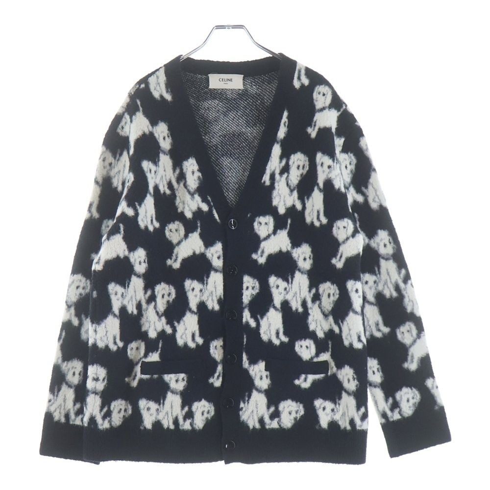 Celine Amy Dorian Jacquard All Over Pattern Cardigan Black