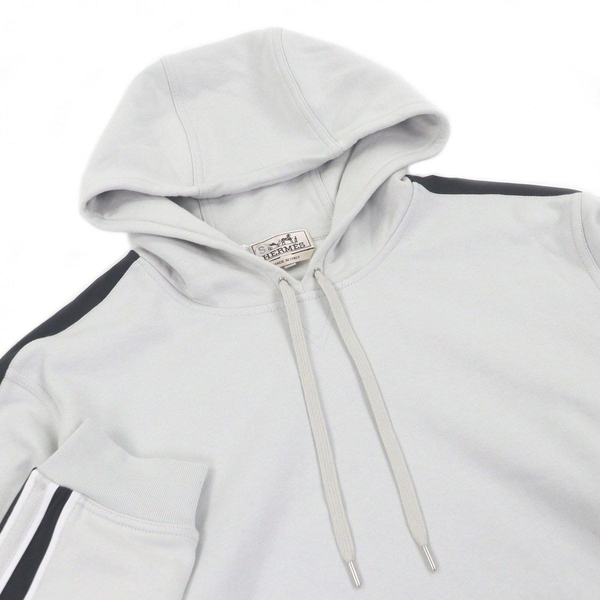 Hermes Run Cotton Side Line Pullover Hoodie Light Gray — view 2